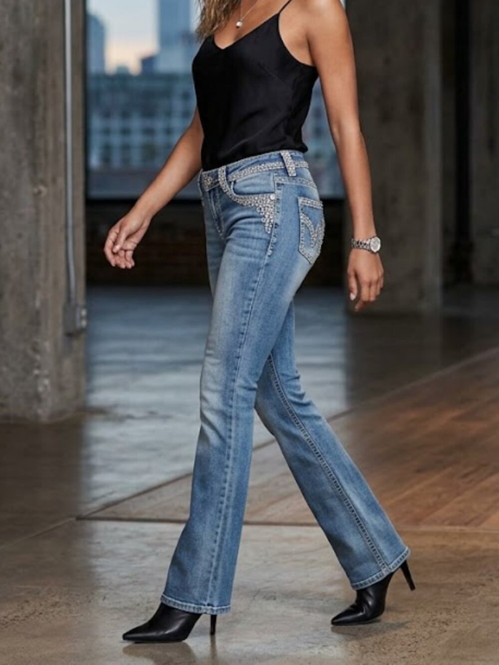 Allen B. Allen Schwartz Crystal Rhinestone Jeans